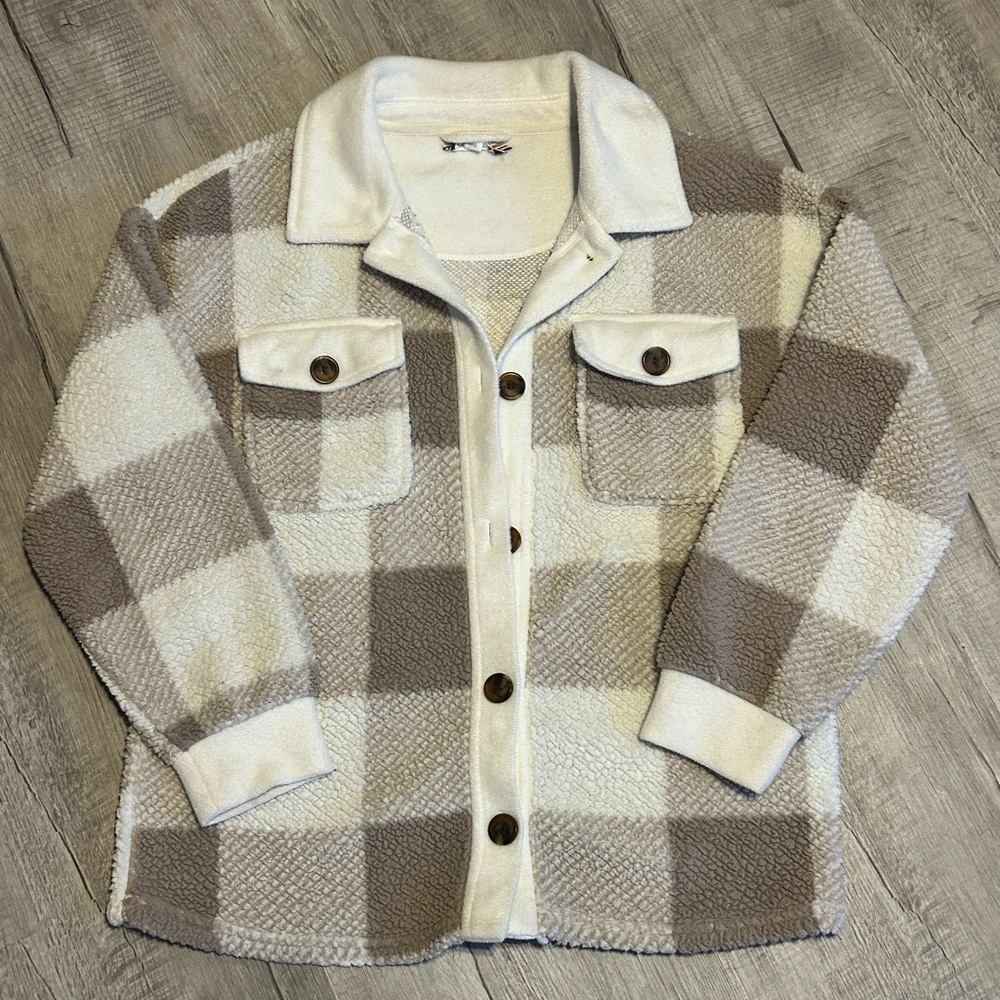 Pink Rose Cream and Brown Plaid Jacket